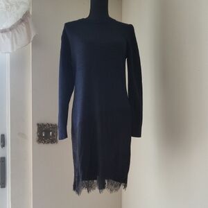 Elegant Black Lace Hem Dress